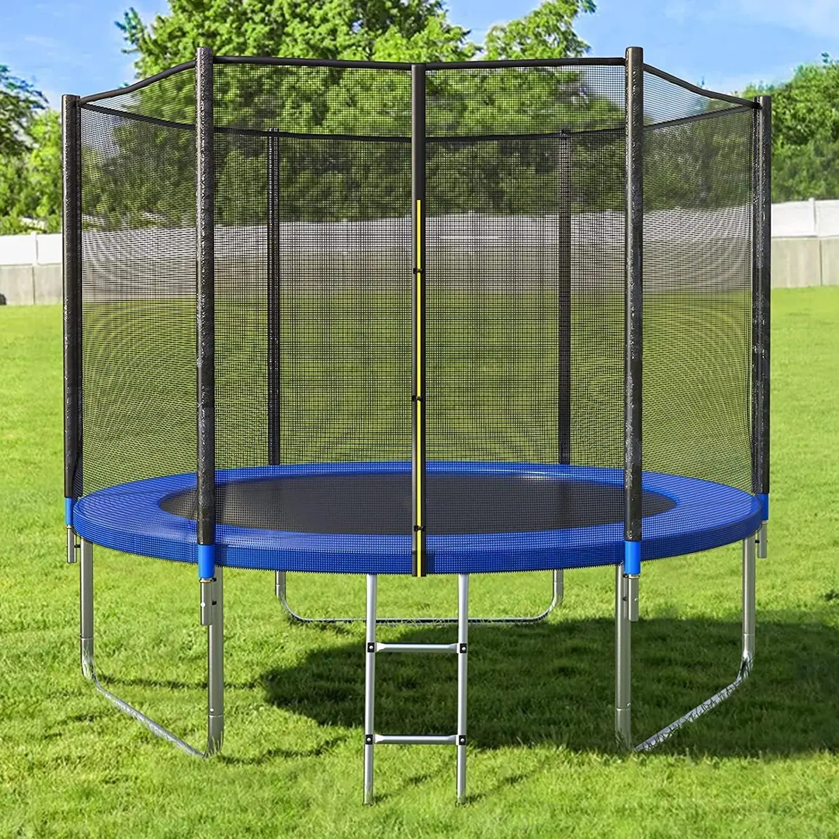 Reznor 8 Feet Trampoline With Enclosure Safety Net & Jumping Pad For Children Kids & Adults, Multicolor 1