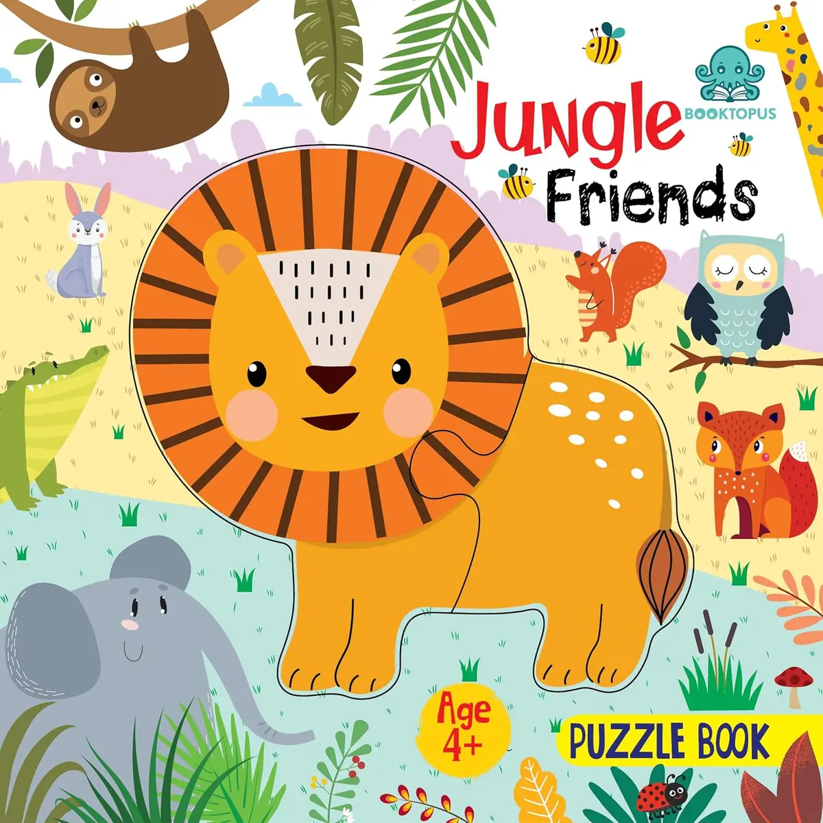 Booktopus Square Puzzle Board Book - Jungle Friends Learning Puzzle With Easy Grip Pieces - Educational Toys For Kids 4+ 1
