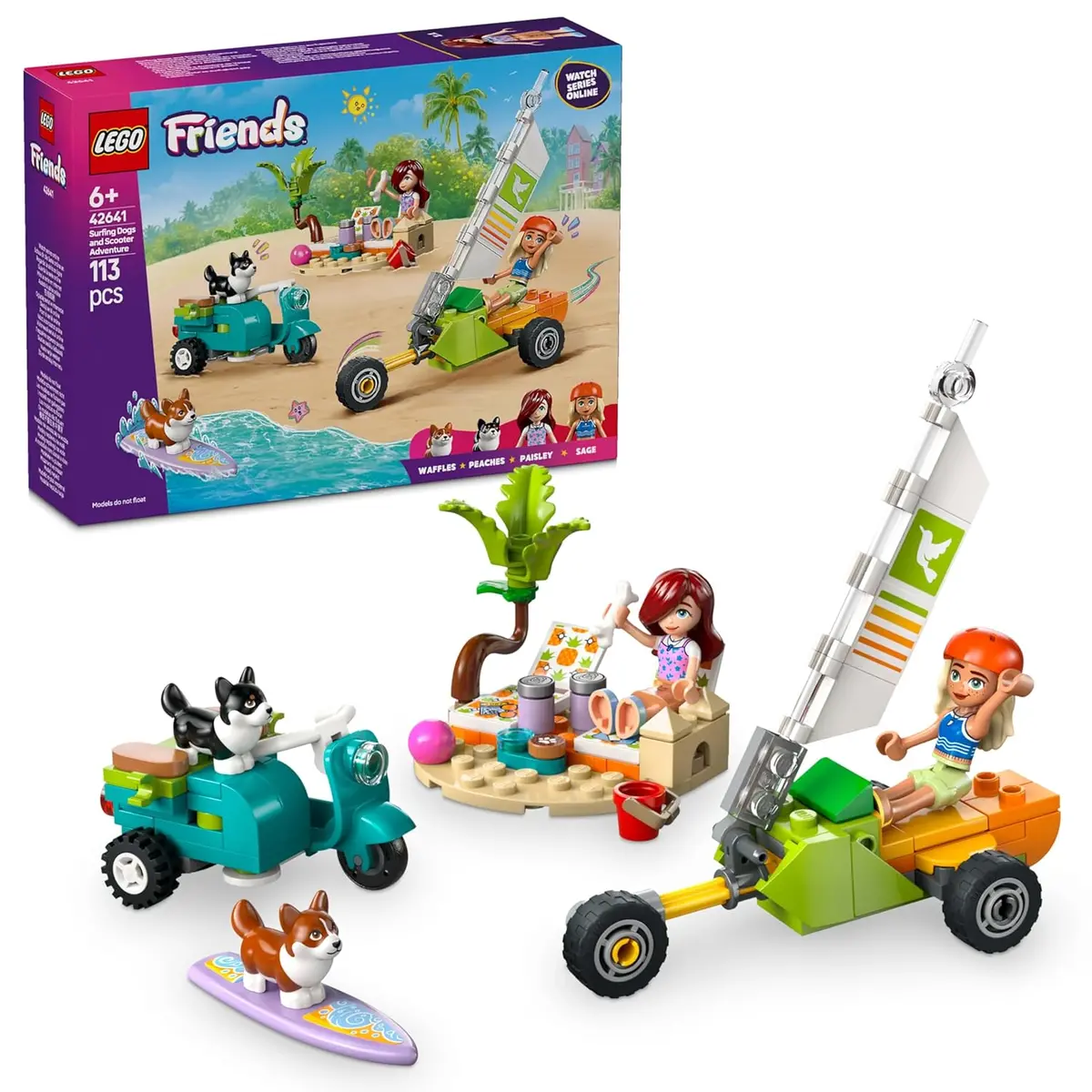 Lego Friends Surfing Dogs And Scooter Adventure Building Kit For Ages 6+ 1