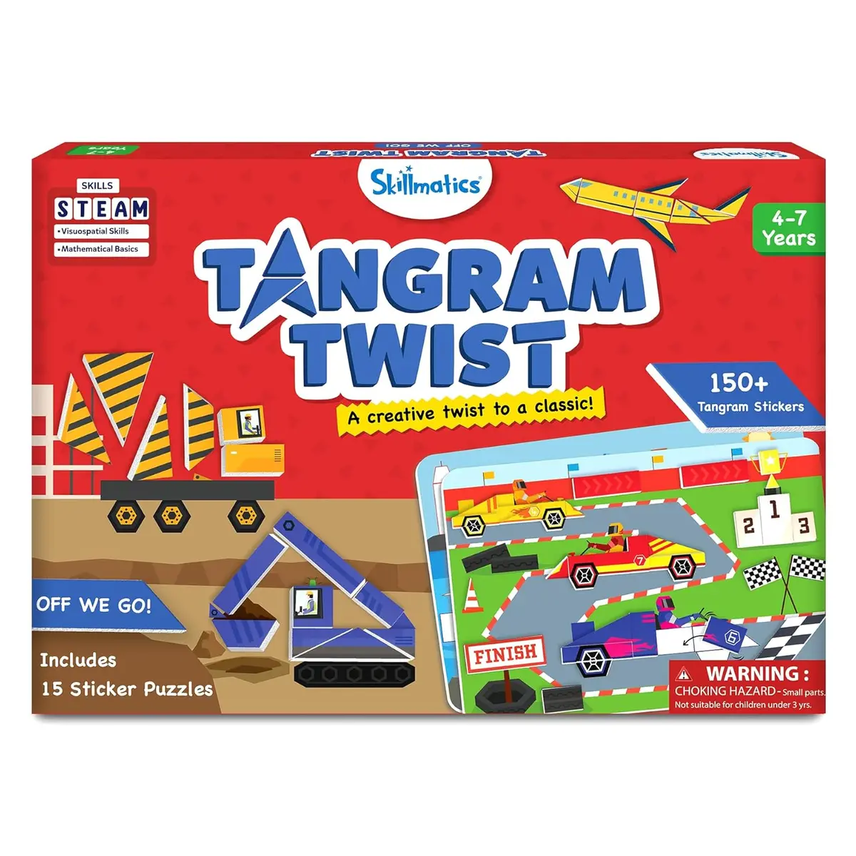 Skillmatics Tangram Twist - Off We Go! No Mess Sticker Art Puzzle For Ages 8+ 1