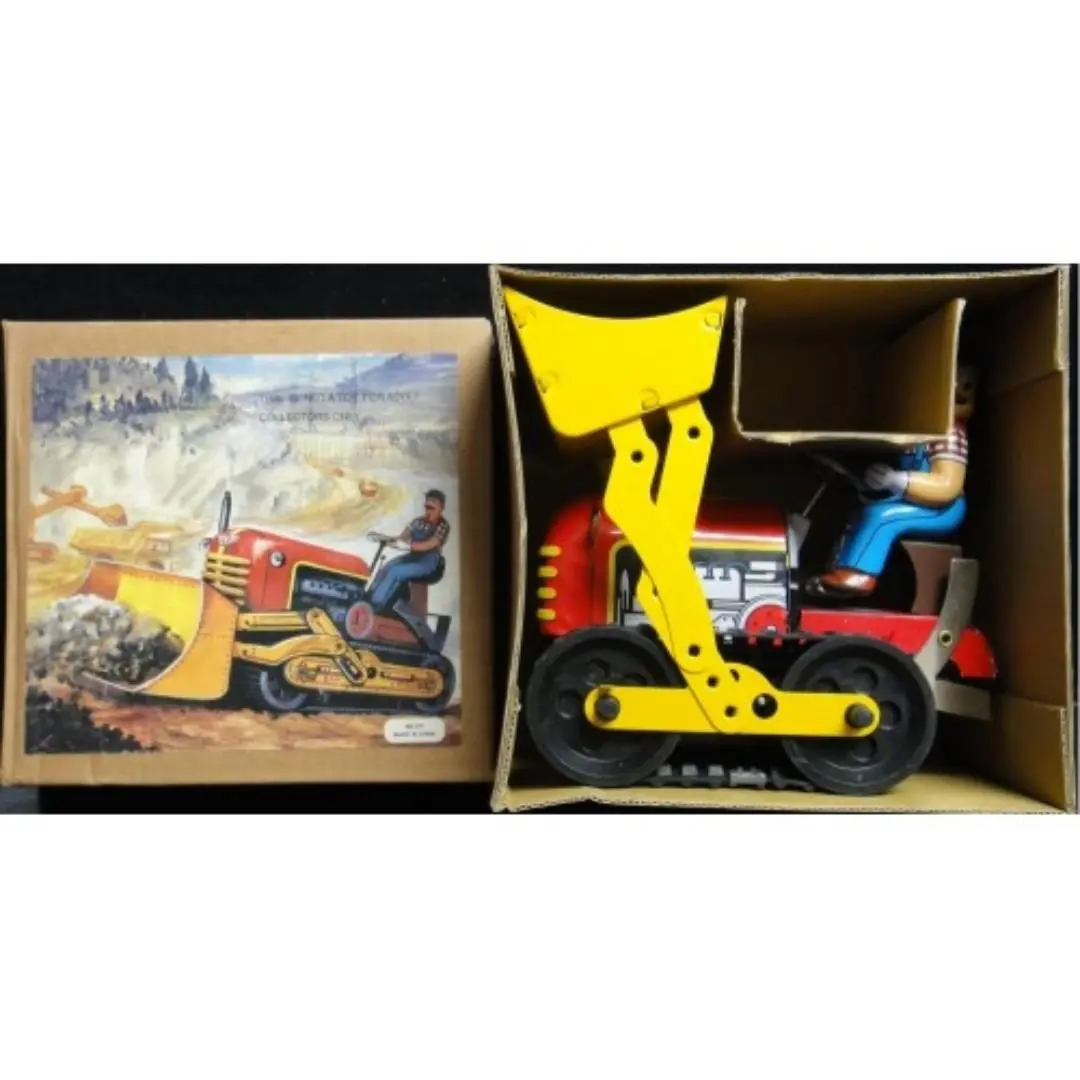 Tin Toys Ms357 Wind-Up Action Collection Classic Bulldozer 鐵皮上鍊工程車系列 推土機 剷泥車 1