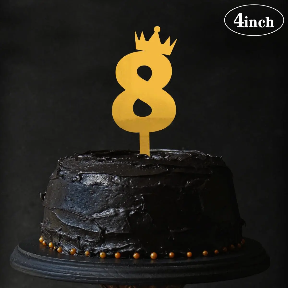 Partycorp Gold Acrylic Number Eight Digit 4 Inch Cake Topper,1 Piece 1