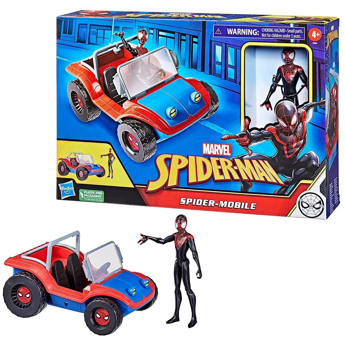 Marvel Spider-Man Spider-Mobile 6-Inch-Scale Miles Morales Action Figure With Vehicle For Kids Ages 4 And Up 1