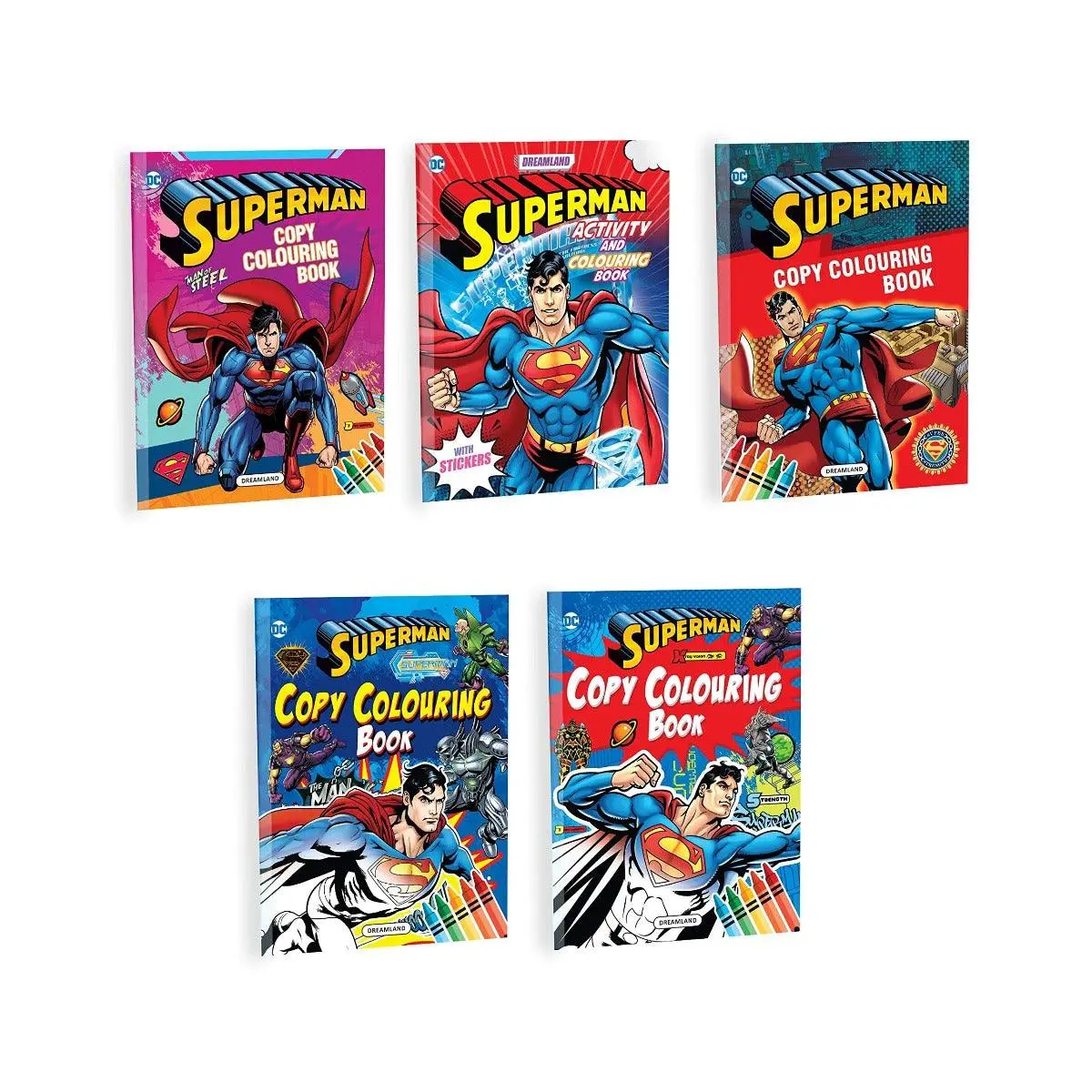 Dreamland Superman Copy Colouring And Activity Books Pack - A Drawing Painting & Colouring Book For Kids - A Pack Of 5 Books(English) 1