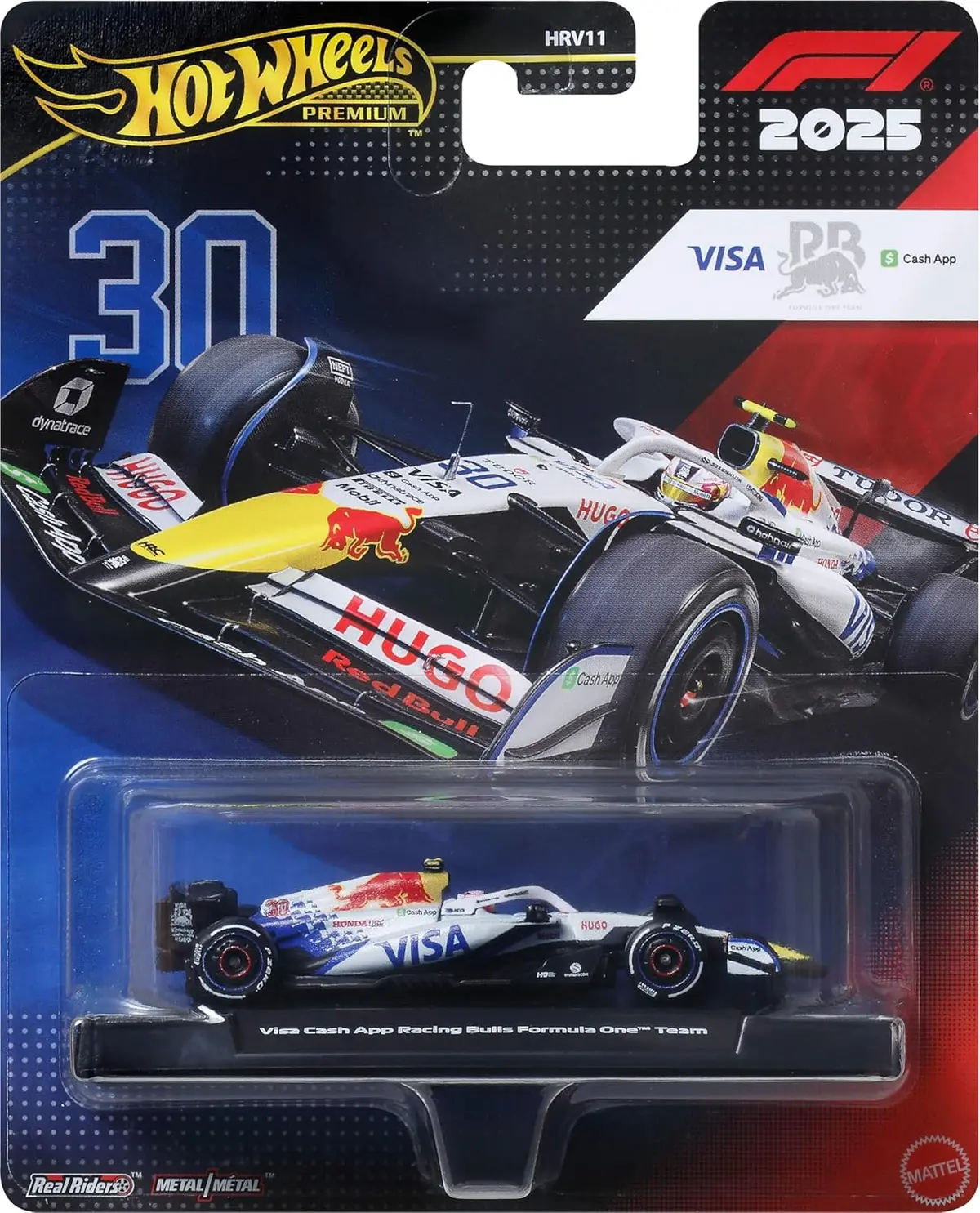 Hot Wheels Race Team Visa Cash App Racing Bulls F1 Team (#30) 1:64 Scale Premium Die-Cast Formula 1 Collectible Toy Race Car With Real Riders Tires & Metal/Metal Body & Chassis For Collectors 1