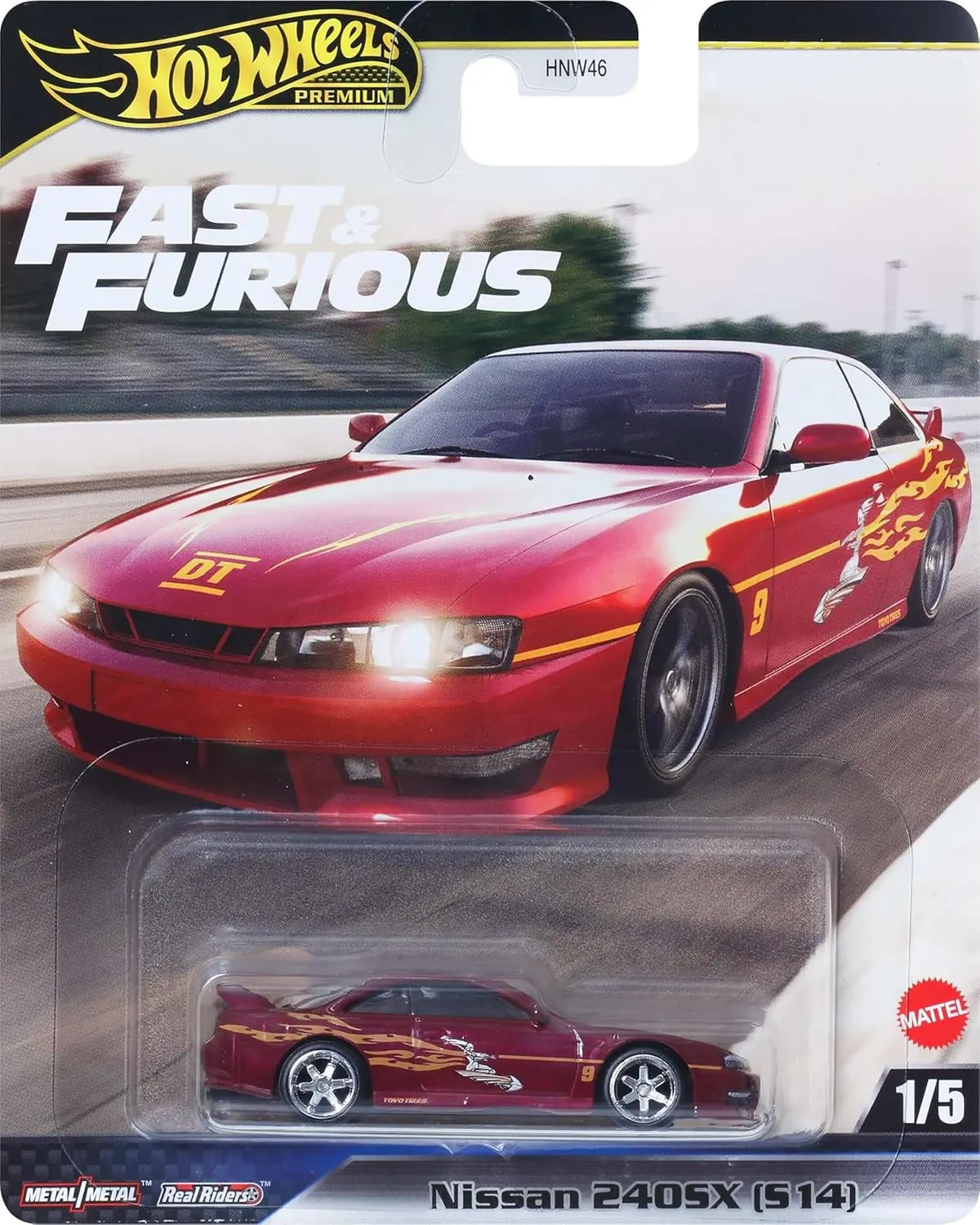 Hot Wheels Premium Car Fast & Furious Nissan 240Sx (S14), 1:64 Scale Die-Cast Car For Collectors Inspired By Fast & Furious Movie 1