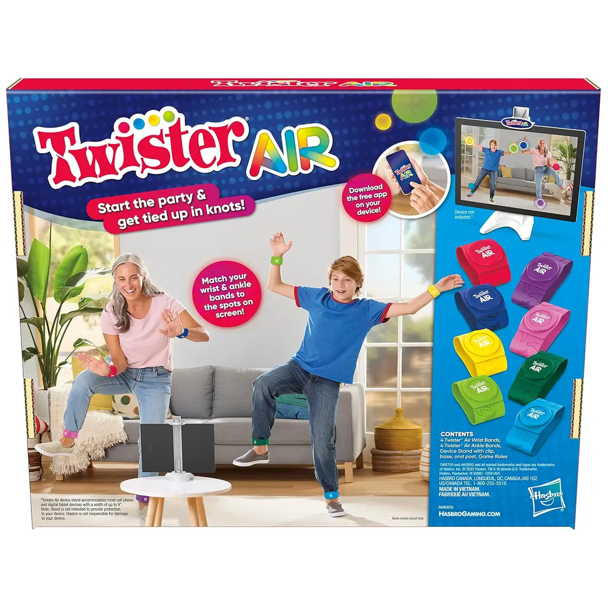 Hasbro Gaming Twister Air Game, App Play Game With Wrist And Ankle Bands Links To Smart Devices Active Party Games For Kids Ages 8+ 1