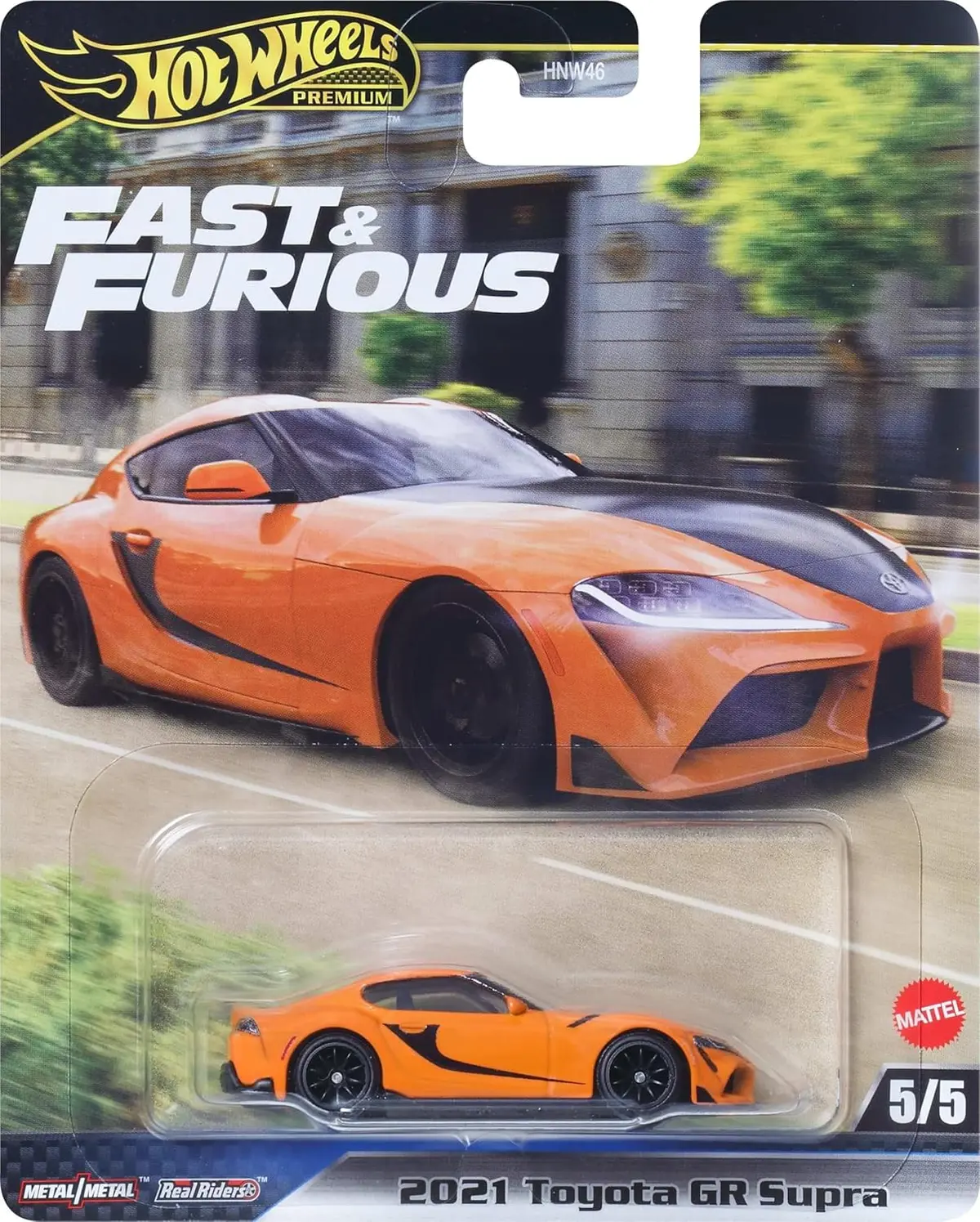 Hot Wheels Premium Car Fast & Furious 2021 Toyota Gr Supra, 1:64 Scale Die-Cast Car For Collectors Inspired By Fast & Furious Movie 1