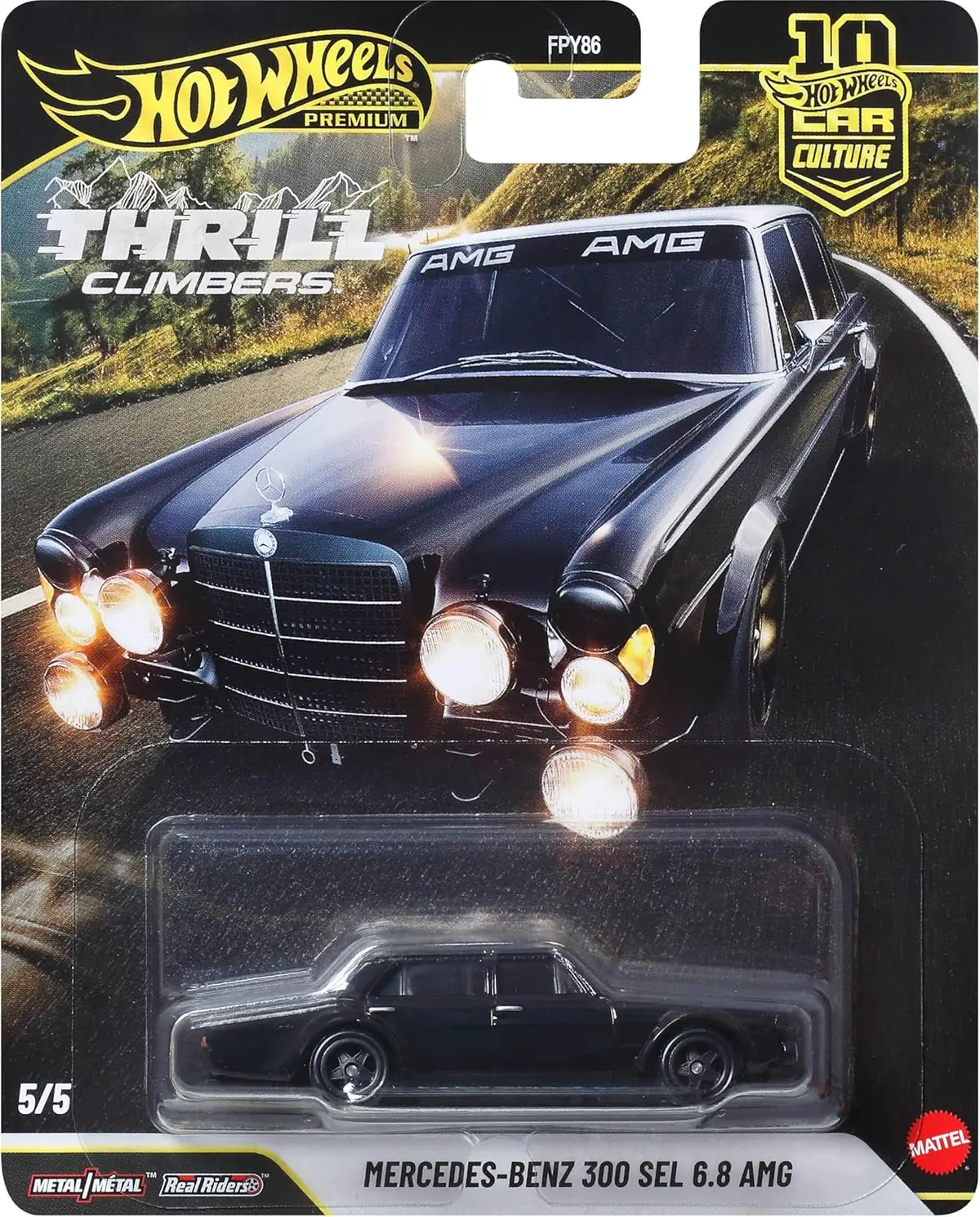 Hot Wheels Car Culture 1:64 Scale Premium Thrill Climbers 2026 Mercedes-Benz 300 Sel 6.8 Amg Toy Car For Ages 4+ 1