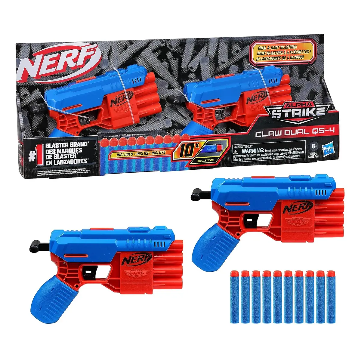 Nerf Alpha Strike Claw Dual Qs-4 Blaster Set - Includes 2 Blasters And 10 Official Nerf Elite Darts - Each Blaster Fires 4 Darts In A Row 1