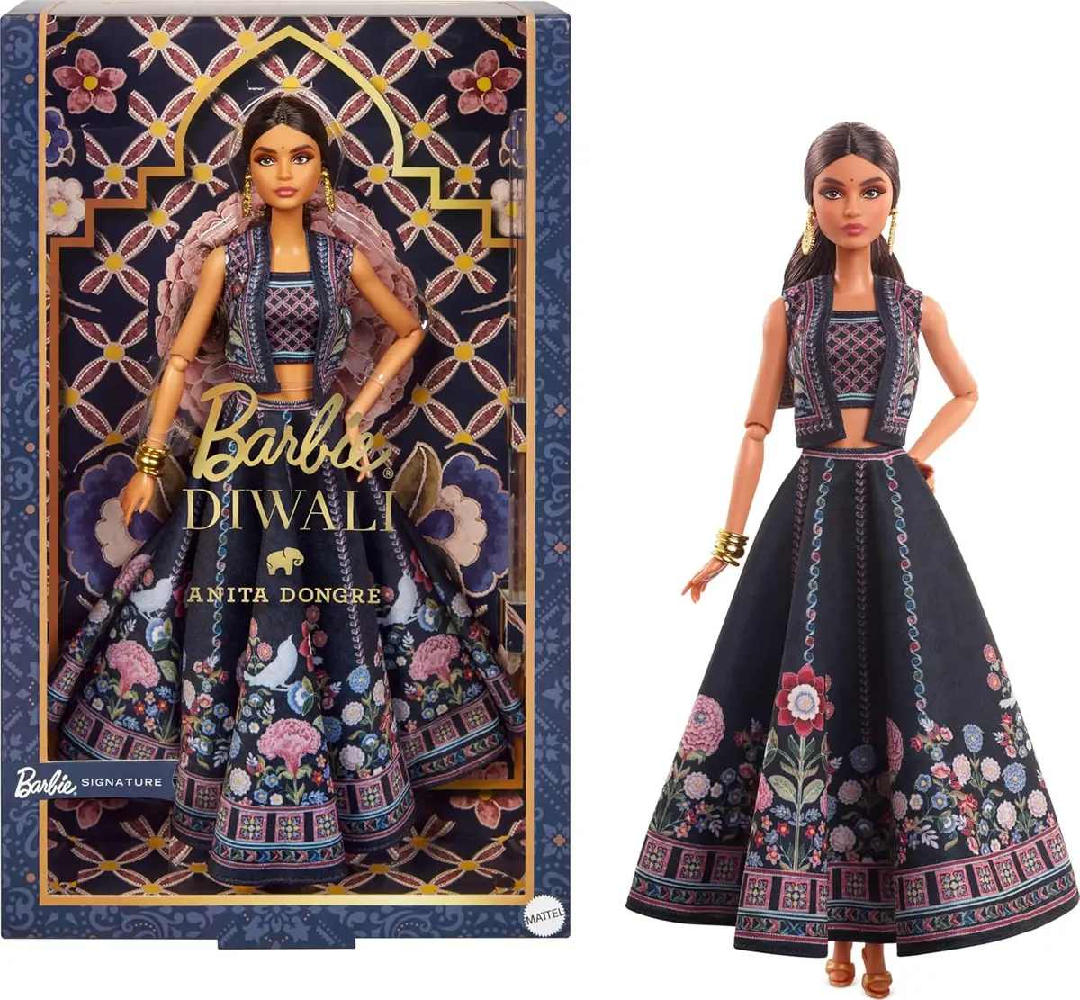 Barbie Diwali Doll By Anita Dongre Wearing Festival Of Lights Look, Holiday Collectible With Doll Stand & Certificate Of Authenticity 1