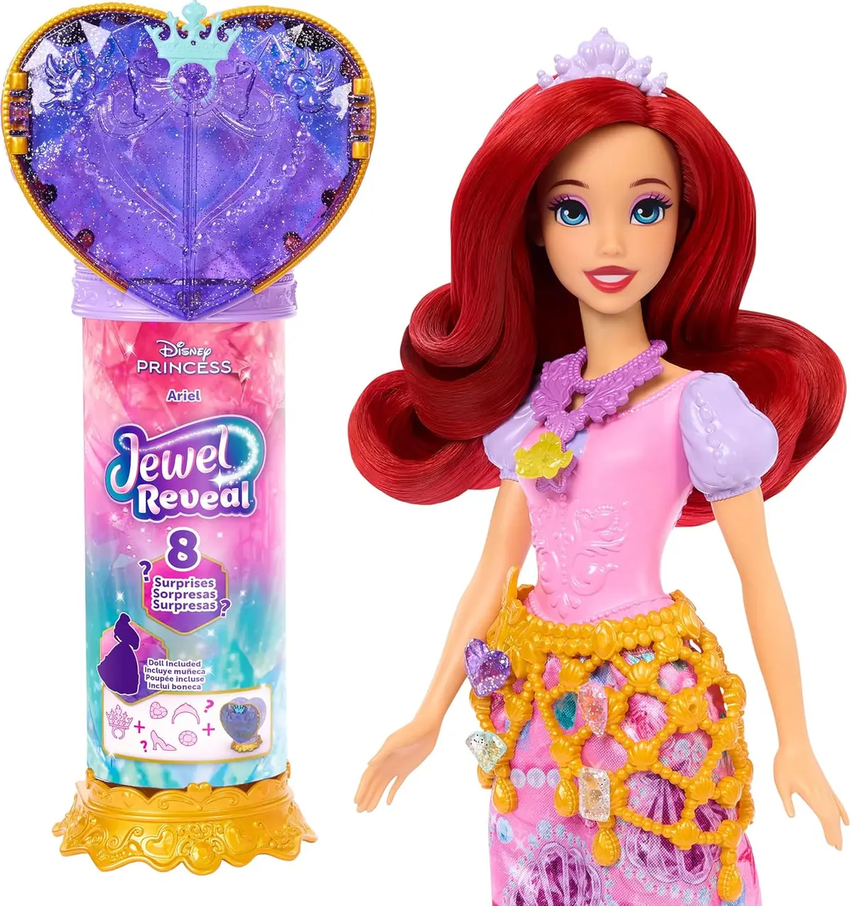 Disney Princess Jewel Reveal Ariel Fashion Doll With 8 Surprises Including Gem Box & Accessories For Kids Ages 3 Years & Up 1