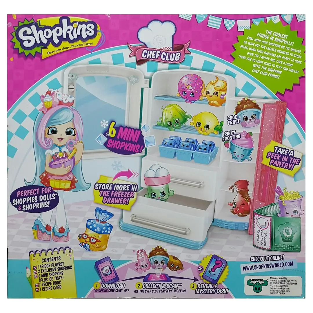 Moose 56151 瘋狂百貨店 廚師俱樂部的冰箱 套裝 Shopkins Chef Club Nice 'N' Icy Fridge (Epc-1431B-40) 存 2