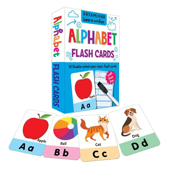 Dreamland Flash Cards Alphabet - 30 Double Sided Wipe Clean Flash Cards With Pen - An Early Learning Book For Kids (English) 1