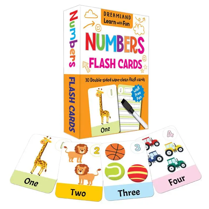 Dreamland Flash Cards Numbers - 30 Double Sided Wipe Clean Flash Cards With Pen - An Early Learning Book For Kids (English) 1