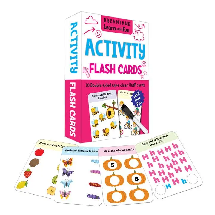 Dreamland Flash Cards Activity - 30 Double Sided Wipe Clean Flash Cards With Pen - An Early Learning Book For Kids (English) 1