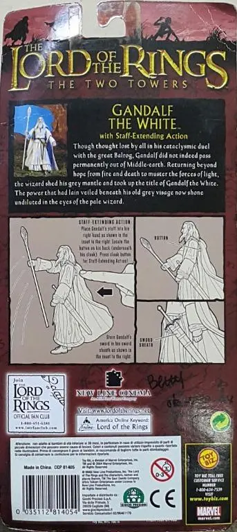 Toy Biz 81405 / 81408 魔戒二部曲 雙城奇謀 白袍甘道夫 伊恩麥基倫 The Lord Of The Rings The Two Towers Gandalf The White With Staff-Extending Action Ian Mckellen (Lotr) 2