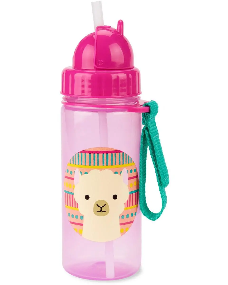 Skip Hop Zoo Back To School Straw Bottle Pp Llama - Sipper For Ages 1-3 Years 1