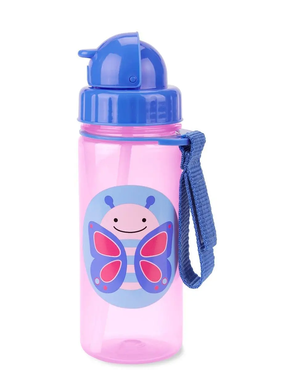 Skip Hop Zoo Back To School Straw Bottle Pp Butterfly - Sipper For Ages 1-3 Years 1