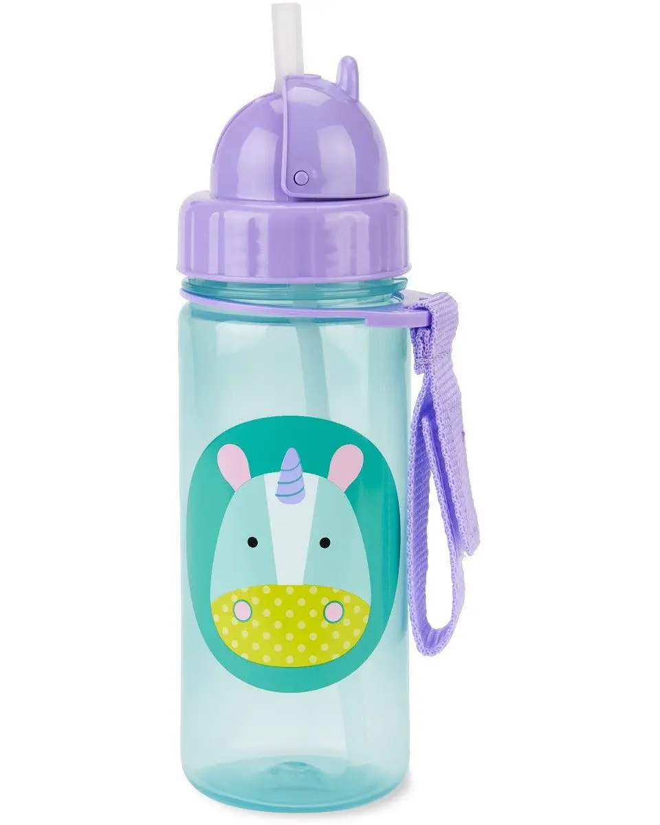 Skip Hop Zoo Back To School Straw Bottle Pp Unicorn - Sipper For Ages 1-3 Years 1