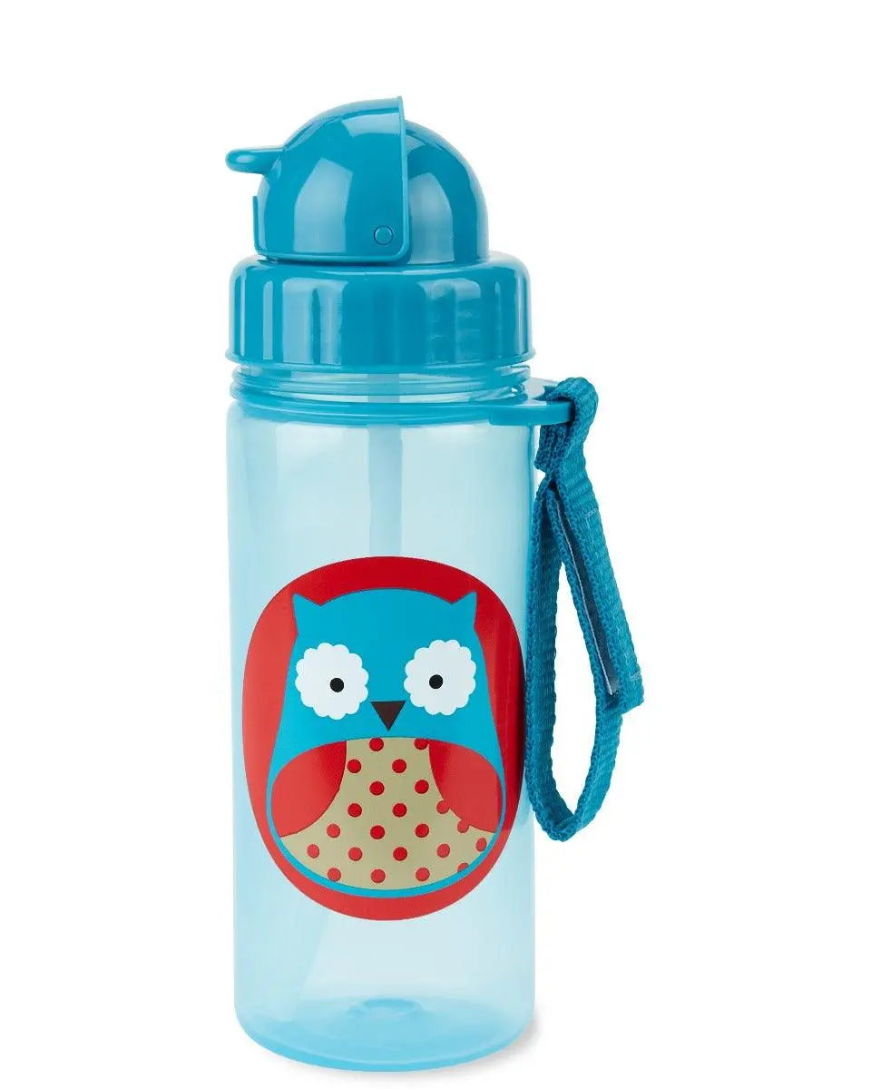 Skip Hop Zoo Back To School Straw Bottle Pp Owl - Sipper For Ages 1-3 Years 1