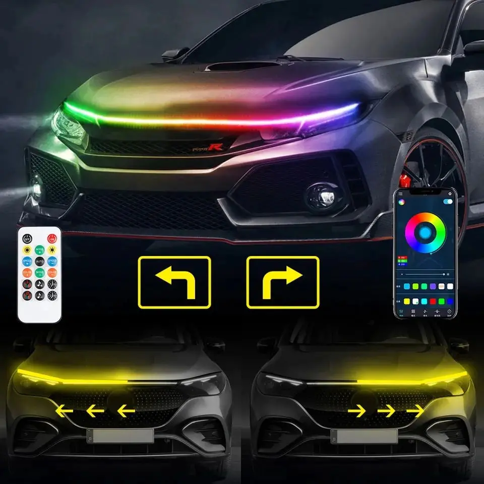 App & Remote Controlled Rgb Scan Start Turn Signal Led Hood Light 1
