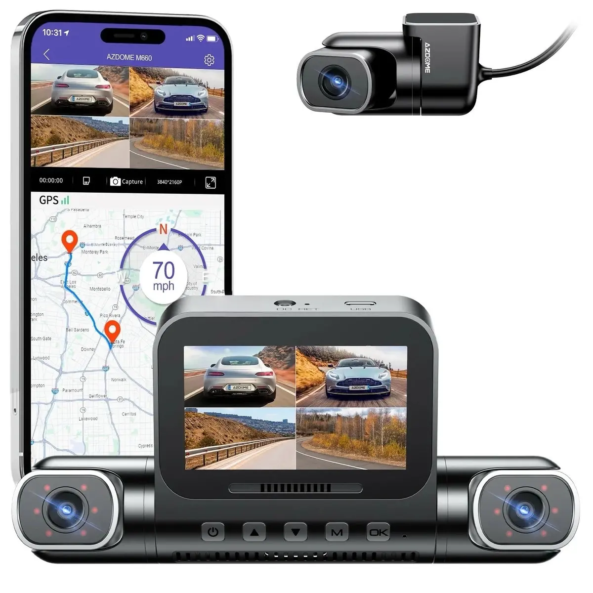 Azdome M660 4Ch Dashcam With 5G Wifi, Built In 128Gb Storage 1