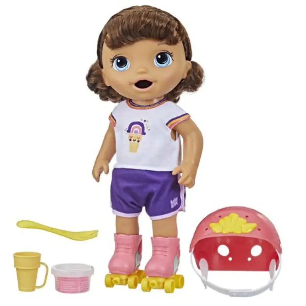 Baby Alive 12 Inch Roller Skate Brown Hair Doll, Eats And Poops Doll For Kids Ages 3+ 1