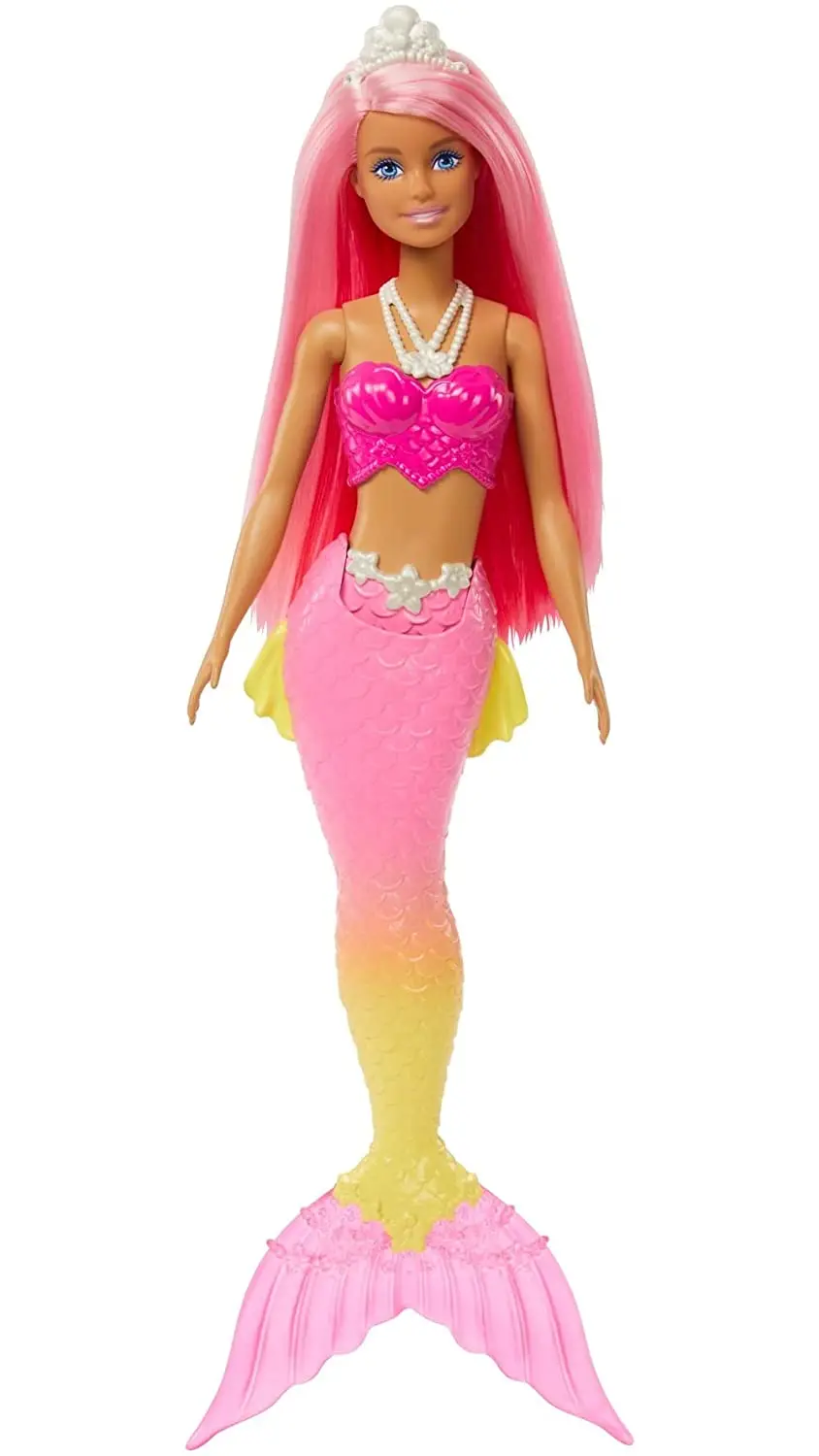 Barbie Dreamtopia Mermaid Doll (Pink Hair) With Pink & Yellow Ombre Mermaid Tail And Tiara, Toy For Kids Ages 3 Yrs & Up 1
