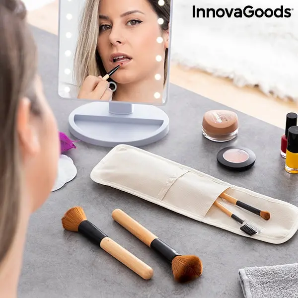 Make-Up Brush Set "Miset" (6 Pieces) Made Of Wood - With Transport Bag 1