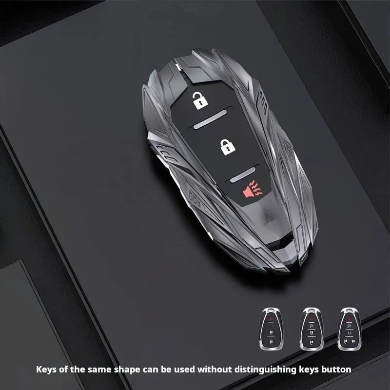 Chevrolet Zinc Alloy Key Remote Cover With Two Keychains-Black 1