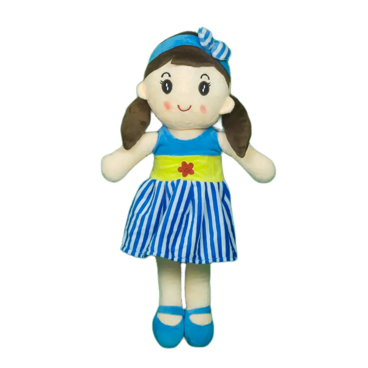 Play Hour Cute Rag Doll Plush Soft Toy Wearing Blue & White Stripes Frock For Ages 3 Years And Up, 40Cm 1