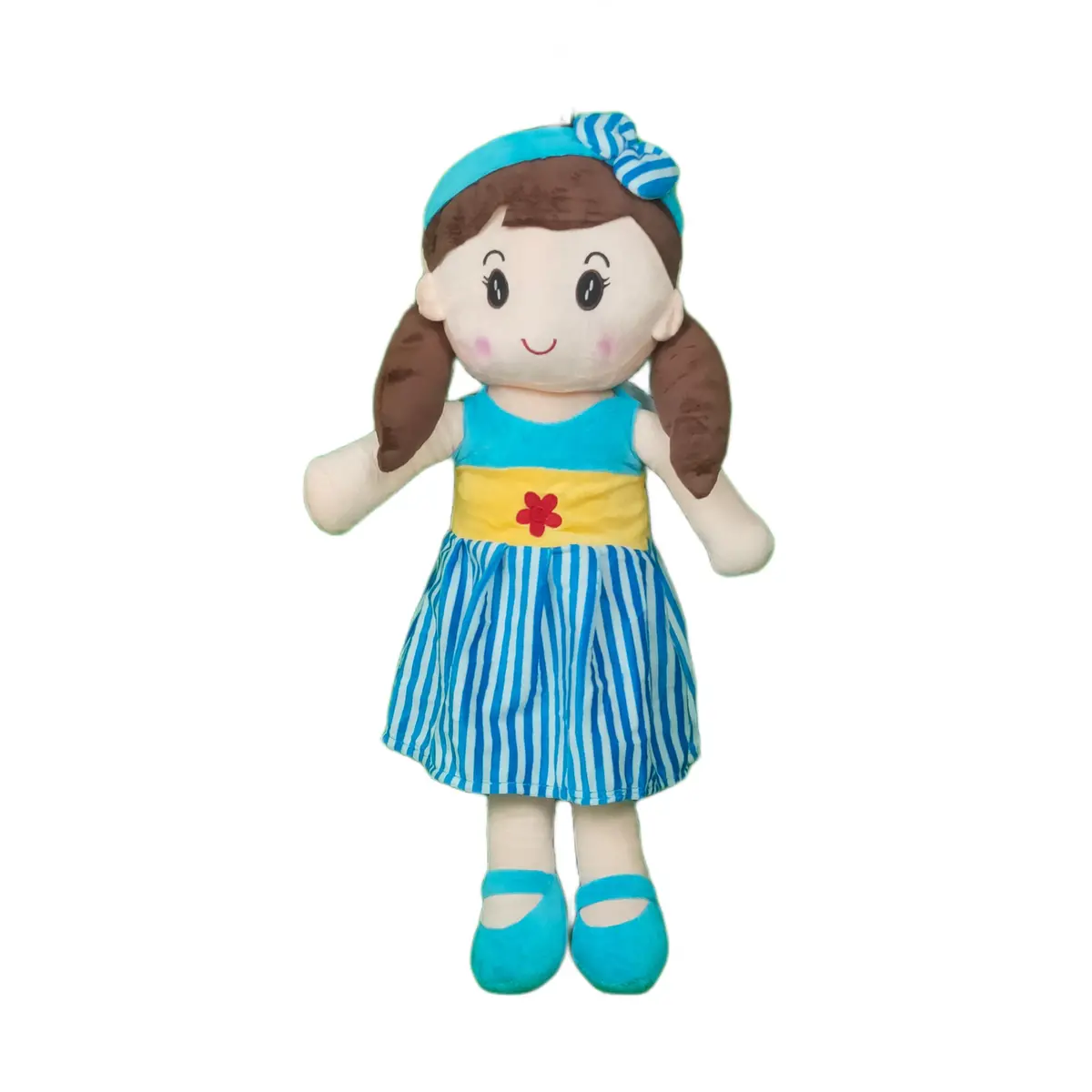 Play Hour Cute Rag Doll Plush Soft Toy Wearing Blue & White Stripes Frock For Ages 3 Years And Up, 60Cm 1