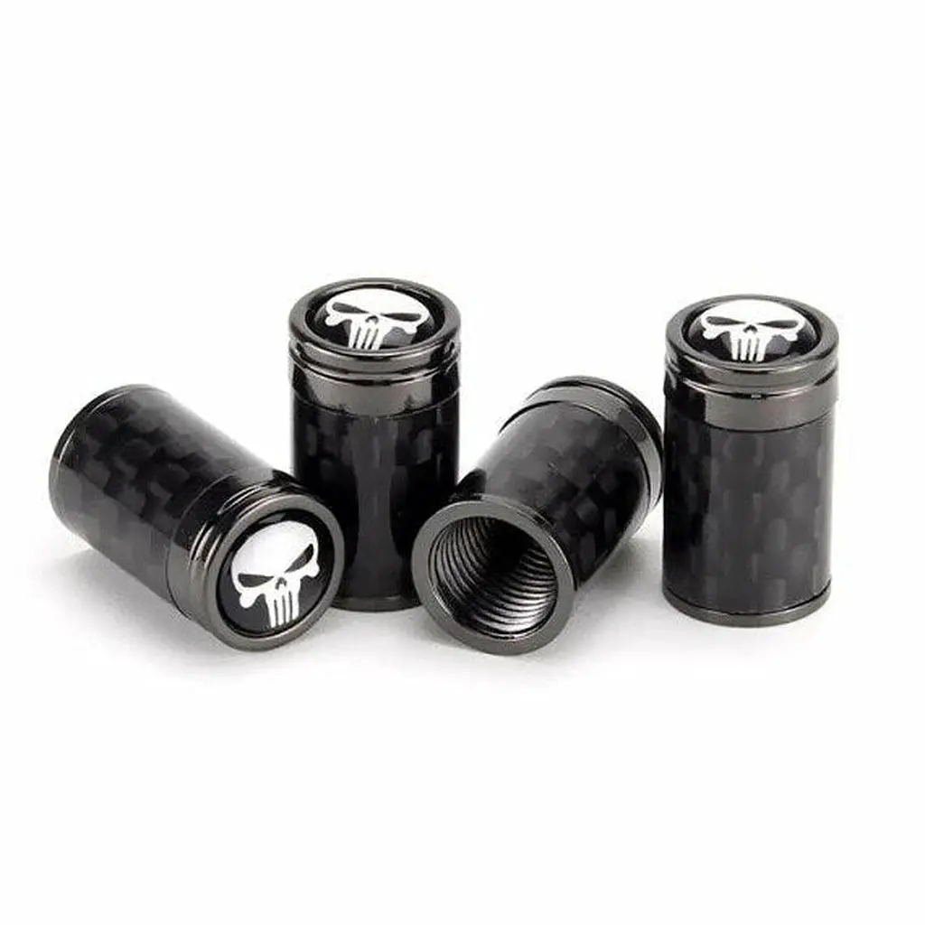 Carbon Fiber Punisher Tire Valve Caps (4 Pcs) 1