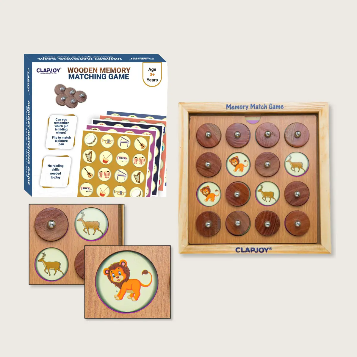 Clapjoy Wooden Memory Match Chess Game Set 1