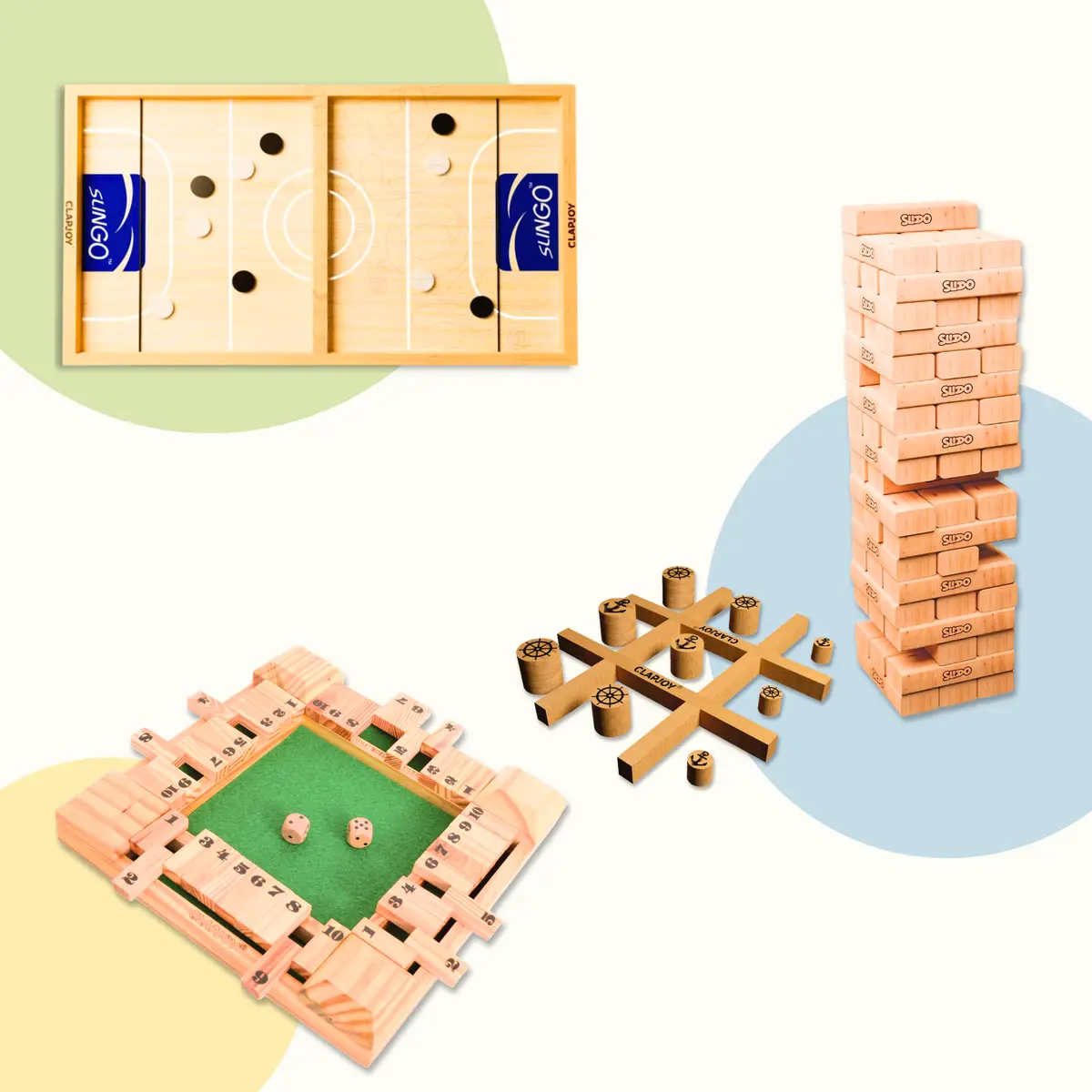 Clapjoy Slingo Fastest Finger First Board Game For Adults & Kids Wooden String Hockey Game Sling Puck Board Hockey Toy Perfect For Family Entertainment, Birthday Party, Christmas Gift 1