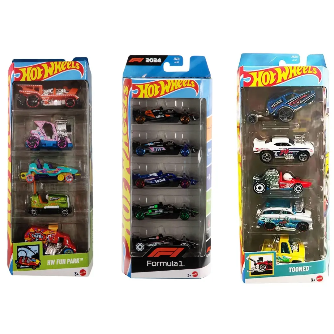 Hot Wheels 15 Car Gift Pack 2025 Combo Of 3 Series Including Formula1, Fun Park & Tooned Pack For Kids And Collectors 1