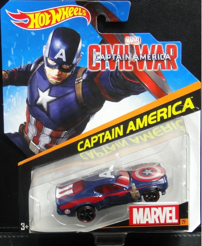 美泰 風火輪 美國隊長3 英雄內戰 美國隊長 肌肉車 Mattel Hot Wheels Marvel Captain America Civil War Captain America Muscle Car Djj57 (Piu/Kw268b-18) 1