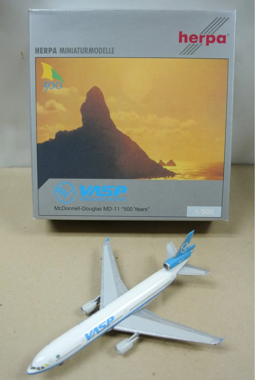 Herpa 1/500 Vasp Brazilian Airlines Mcdonnell-Douglas Md-11 &Quot;500 Years&Quot; Pp-Spk (506038) (Piu10) 1