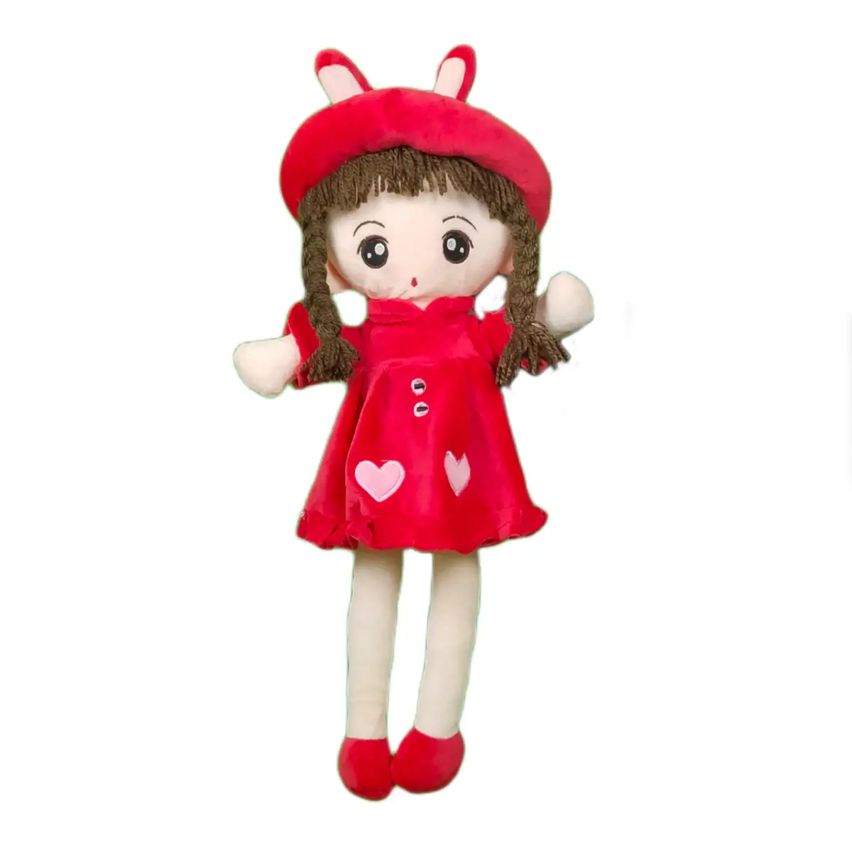 Play Hour Eva Rag Doll Plush Soft Toy Wearing Red Frock For Ages 3 Years And Up, 45Cm 1