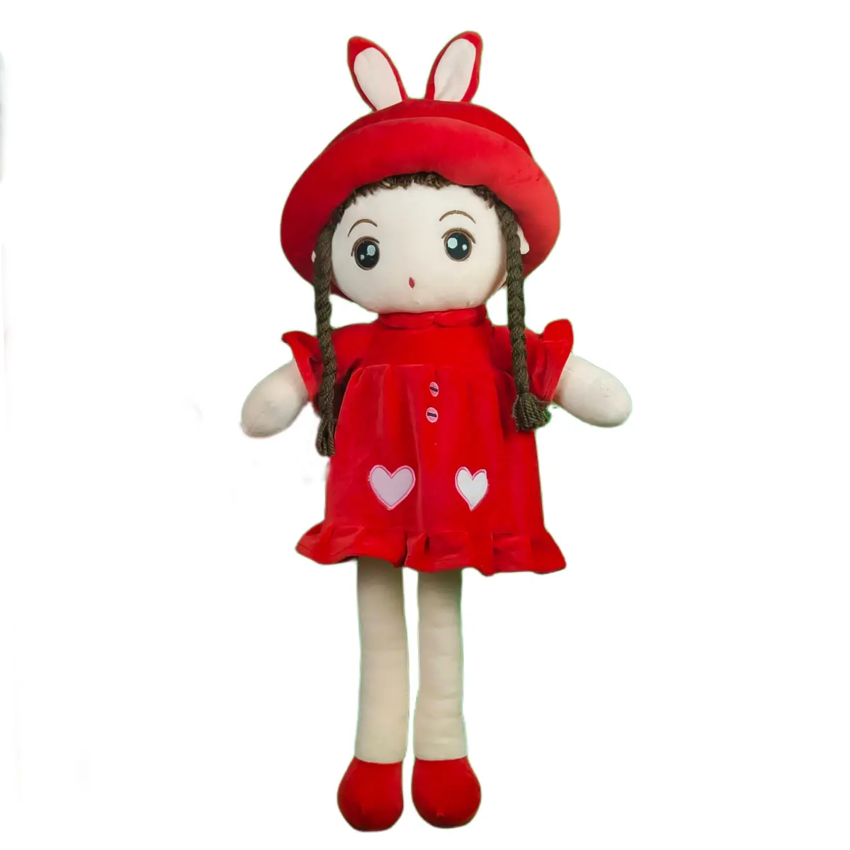 Play Hour Eva Rag Doll Plush Soft Toy Wearing Red Frock For Ages 3 Years And Up, 75Cm 1