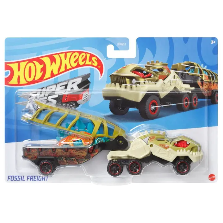 Hot Wheels Super Rigs Fossil Freight With 1 Hot Wheels 1:64 Scale Car For Ages 3 Years Old&Up (Gkc25) 1