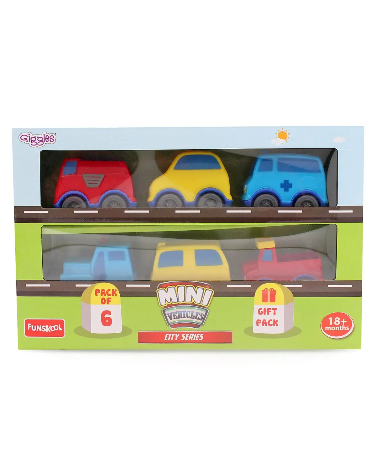 Funskool Giggles Mini Vehicle City Series Gift Pack Of 6 For Ages 2+ 1