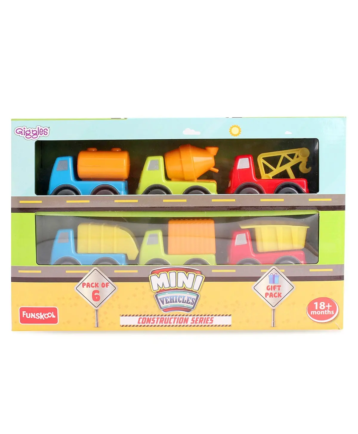 Funskool Giggles Mini Vehicle Construction Series Gift Pack Of 6 For Ages 2+ 1