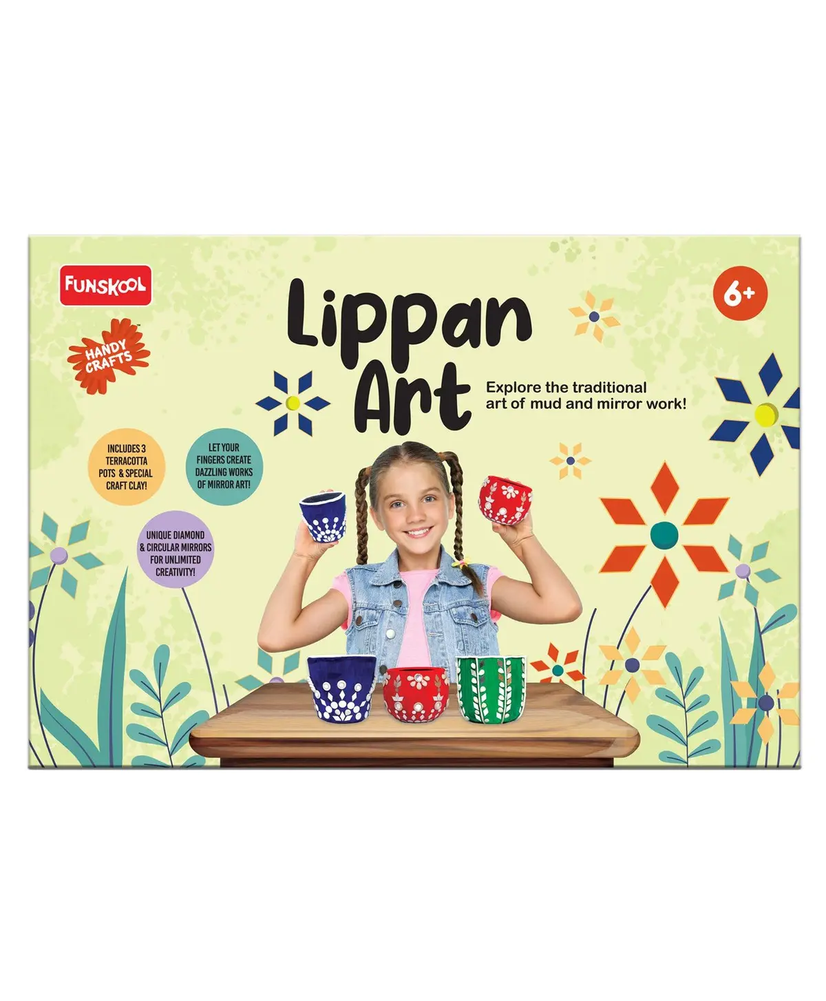 Funskool Handycrafts Mirror And Lippan Art - Pot Decorating Kit For Ages 6+ 1