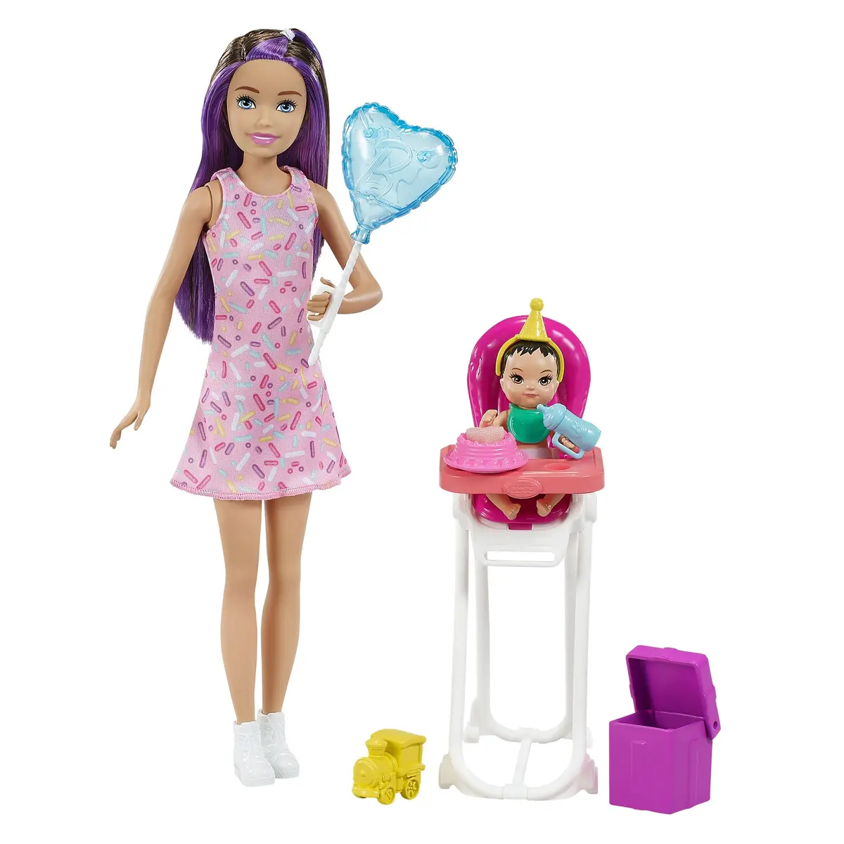 Barbie Skipper Babysitters Playset With Skipper Doll, Color-Change Baby Doll, High Chair & Party-Themed Accessories For Kids Ages 3 Years & Up 1