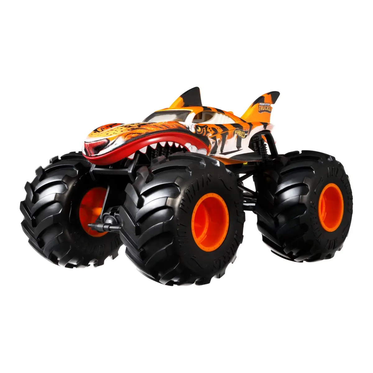 Hot Wheels 1:24 Scale Oversized Monster Truck Tiger Shark Die-Cast Toy Truck With Giant Wheels And Cool Designs 1