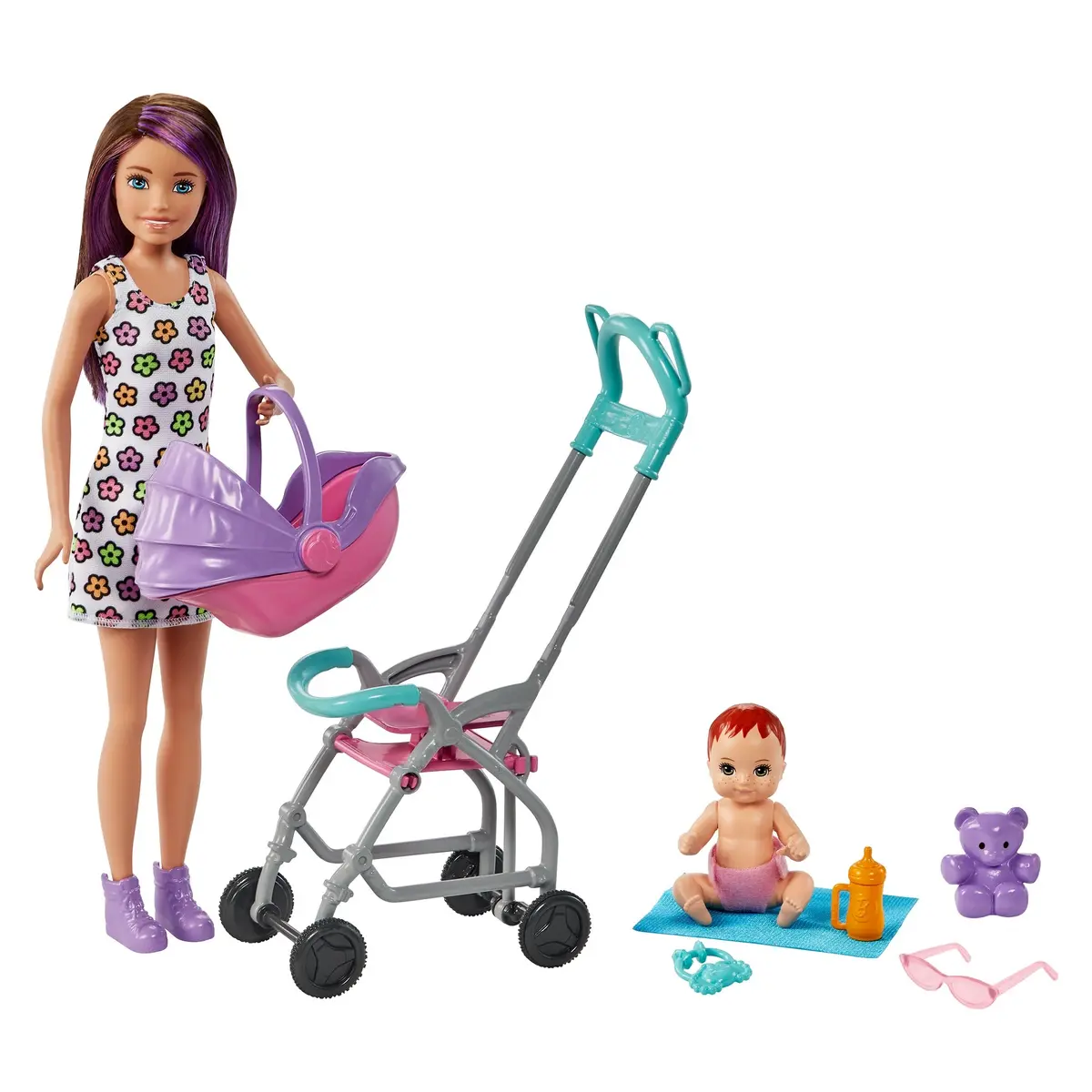 Barbie Skipper Babysitters Playset With Skipper Babysitter Brunette Doll, Stroller, Baby Doll & 5 Accessories For Kids Ages 3 Year & Up 1