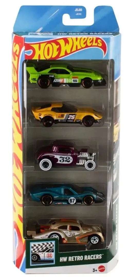 Hot Wheels 5 Car Gift Pack - Hw Retro Racers Pack Of 5 For Kids & Collectors 1
