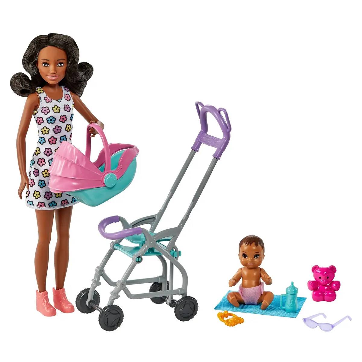 Barbie Skipper Babysitters Playset With Skipper Babysitter Curly Brunette Hair Doll, Stroller, Baby Doll & 5 Accessories For Kids Ages 3 Year & Up 1